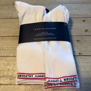 NEW Tommy Hilfiger Men's Classic Cushion CREW socks 5-pack White One Size